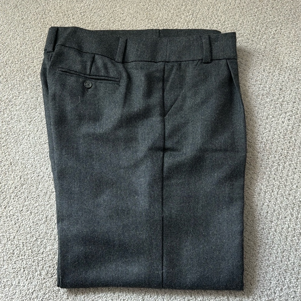 LOFT charcoal gray wool blend wide leg pleated women’s trousers pants‎ Sz 12 new